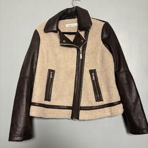 Vintage 90’s Kenneth Color Motorcycle Jacket XL Furry Sherpa Faux Leather Womens